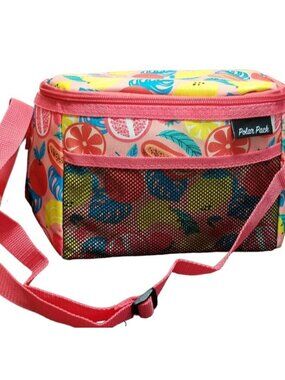 Polar Pack Insulated 6 Can Cooler Bag Tropical Fruit Print Lunch Tote New NWT
